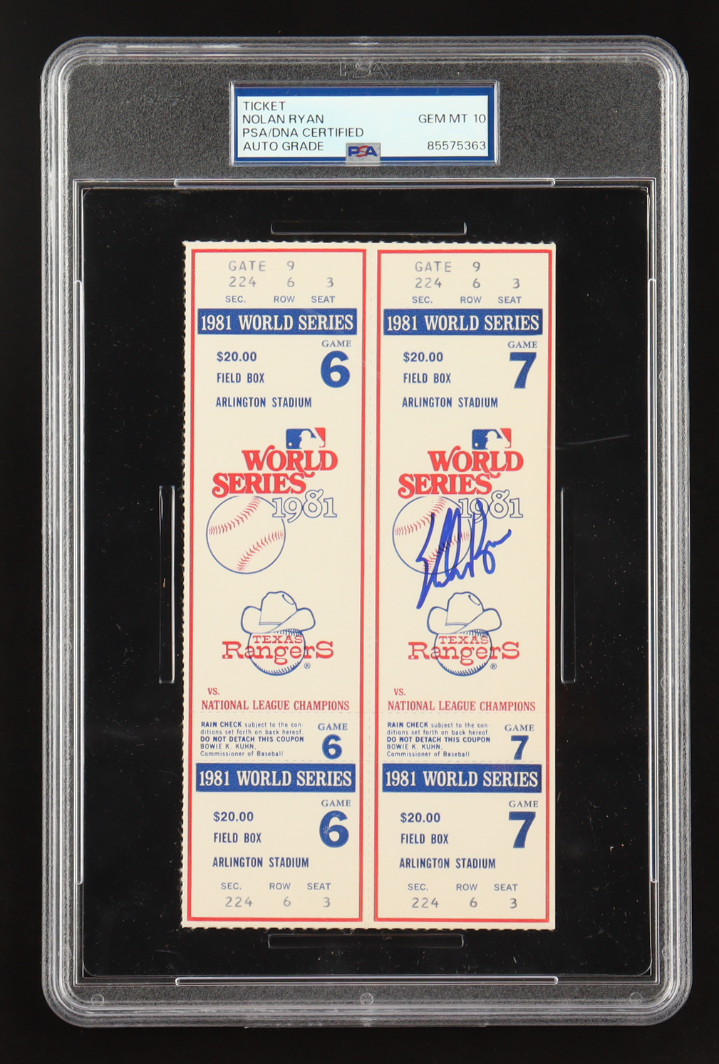 Nolan Ryan Signed Jumbo 1981 World Series Uncut Sheet Tickets (PSA | Auto 10) at PristineAuction.com Nolan Ryan Signed Jumbo 1981 World Series Uncut Sheet Tickets (PSA | Auto 10) at PristineAuction.com