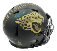 Travis Hunter Signed Jaguars Full-Size Authentic On-Field Salute to Service Alternate Speed Helmet (Beckett) at PristineAuction.com