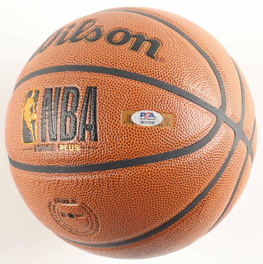 Larry Bird Signed NBA Logo Basketball with Display Stand (PSA) at PristineAuction.com Larry Bird Signed NBA Logo Basketball with Display Stand (PSA) at PristineAuction.com