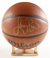 Larry Bird Signed NBA Logo Basketball with Display Stand (PSA) at PristineAuction.com