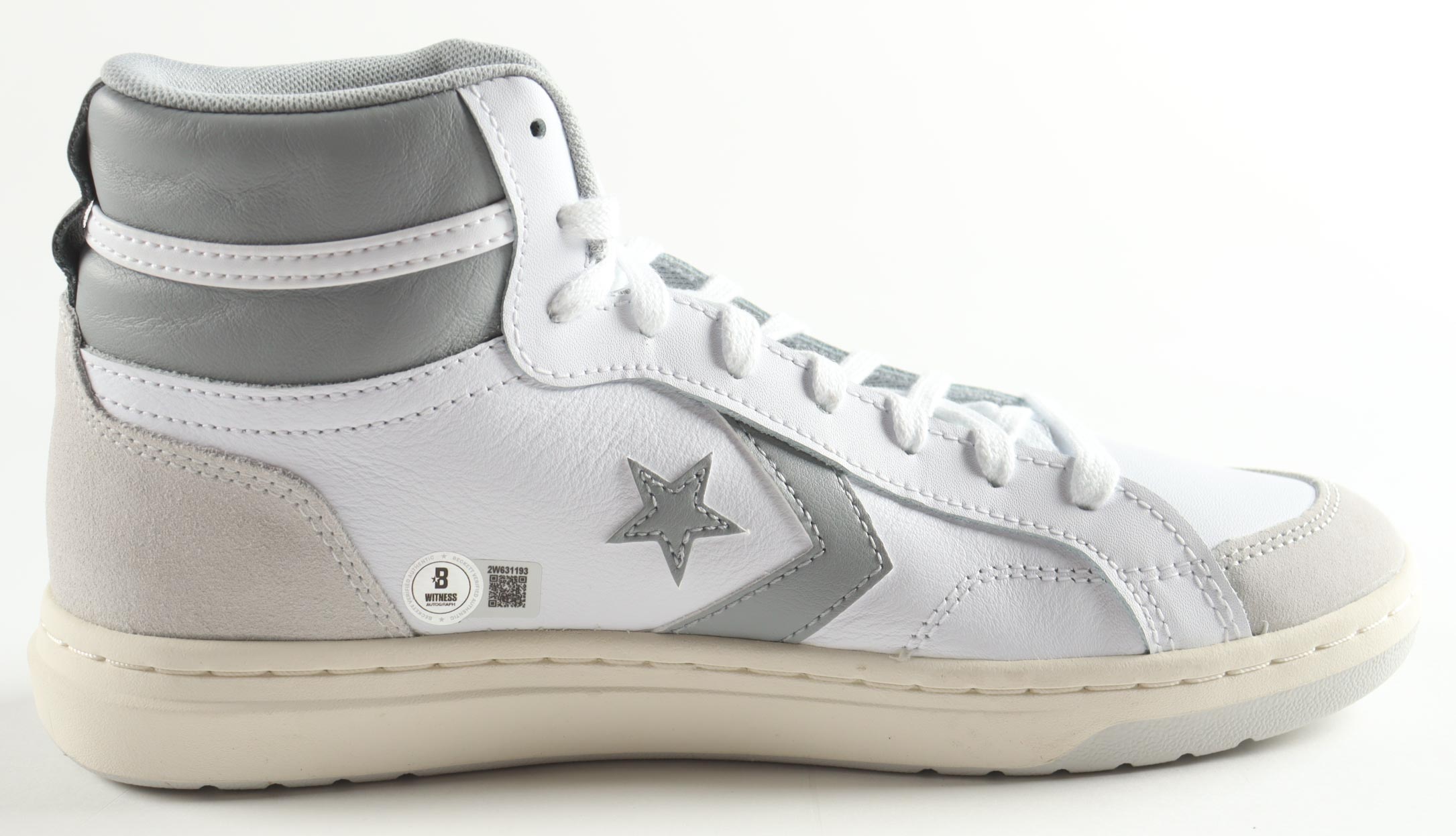 Magic Johnson Signed Converse All Star White Leather Basketball Shoe with Stat Plaque Display Stand (Beckett) at PristineAuction.com Magic Johnson Signed Converse All Star White Leather Basketball Shoe with Stat Plaque Display Stand (Beckett) at PristineAuction.com