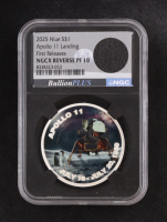2025 Niue $1 Apollo 11 Landing, First Releases - Neil Armstrong Personal Flown Flight Jacket Relic (NGCX Reverse PROOF 10) at PristineAuction.com