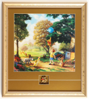 Thomas Kinkade "Winnie the Pooh" Custom Framed Print Display with Gold Pooh & Tigger Brooch at PristineAuction.com