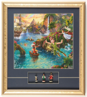 Thomas Kinkade "Peter Pan" Custom Framed Print Display with Set of (3) Vintage 1960 Figurines at PristineAuction.com