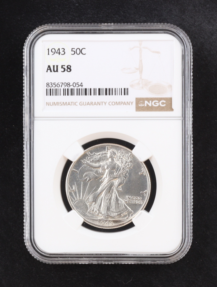 1943 Walking Liberty Silver 50C Half Dollar (NGC AU58) at PristineAuction.com 1943 Walking Liberty Silver 50C Half Dollar (NGC AU58) at PristineAuction.com