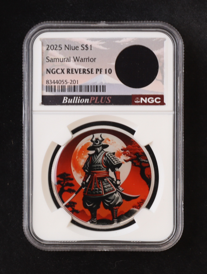 2025 Niue $1 Samurai Warrior - Edo Dynasty (1603-1868) Samurai Haori Kimono Jacket Relic (NGCX REVERSE PROOF 10) at PristineAuction.com 2025 Niue $1 Samurai Warrior - Edo Dynasty (1603-1868) Samurai Haori Kimono Jacket Relic (NGCX REVERSE PROOF 10) at PristineAuction.com