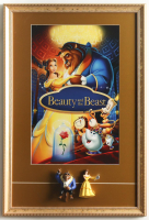 "Beauty and the Beast" Custom Framed Movie Poster Print Display With Belle with Beast Figurines at PristineAuction.com