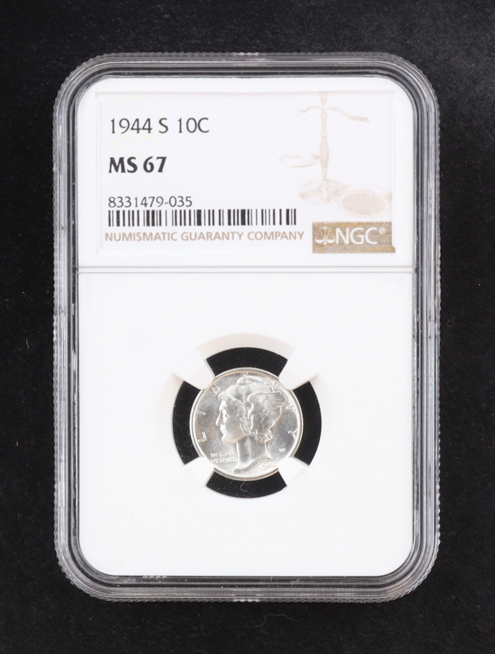 1944-S Mercury Silver Dime (NGC MS67) at PristineAuction.com 1944-S Mercury Silver Dime (NGC MS67) at PristineAuction.com