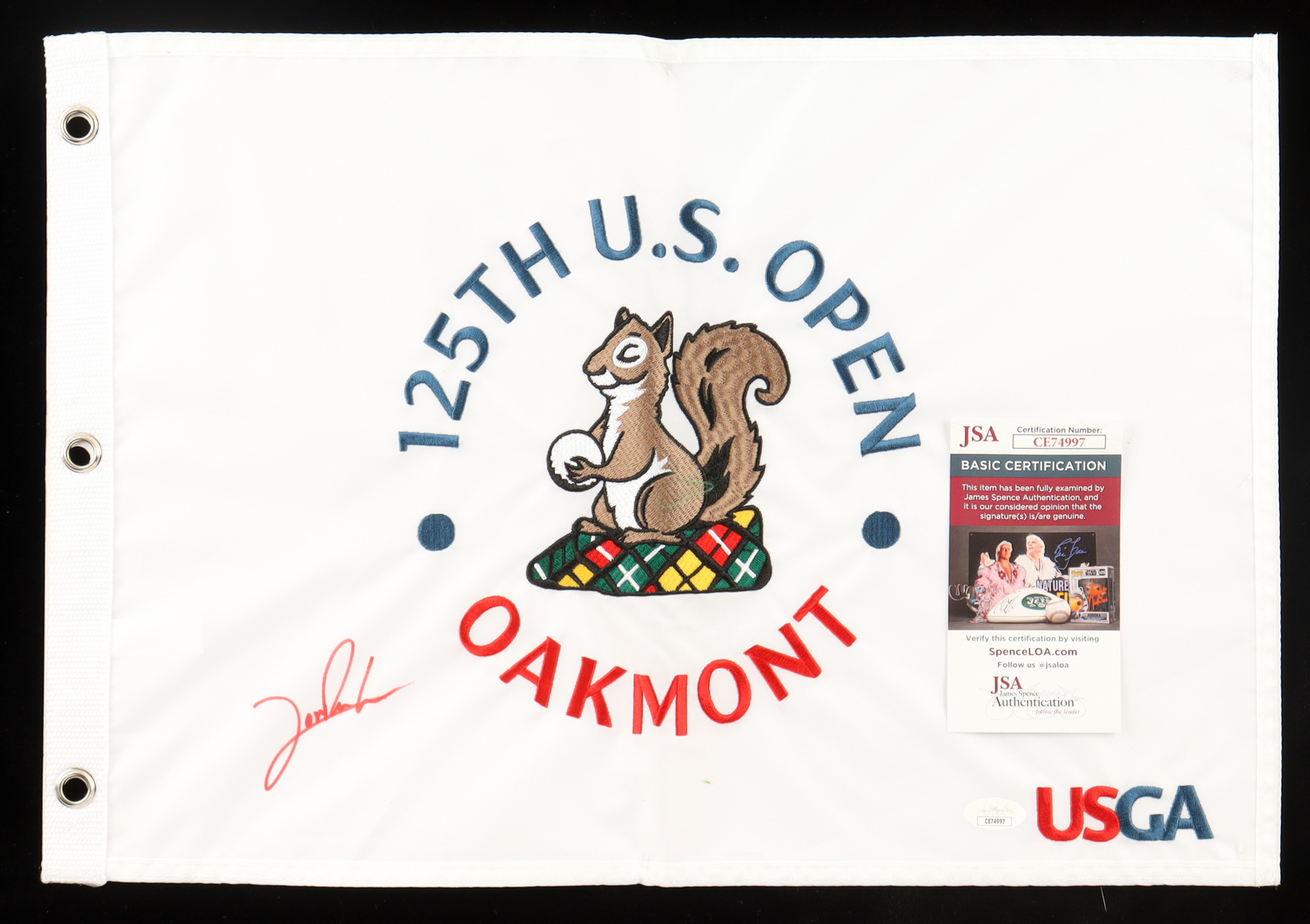 Jon Rahm Signed 2025 "125th U.S. Open Oakmont" Golf Pin Flag (JSA) at PristineAuction.com Jon Rahm Signed 2025 "125th U.S. Open Oakmont" Golf Pin Flag (JSA) at PristineAuction.com