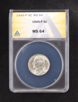 1945-P Jefferson "War" Nickel - 35% Silver (ANACS MS64) at PristineAuction.com
