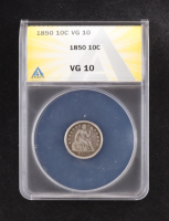 1850 Seated Liberty Silver 10C Dime (ANACS VG10) at PristineAuction.com