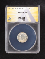 1952-S Roosevelt Silver 10C Dime, Full Split Bands (ANACS MS64 FSB) at PristineAuction.com