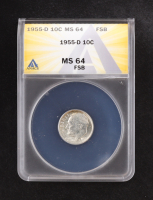 1955-D Roosevelt Silver 10C Dime, Full Split Bands (ANACS MS64 FSB) at PristineAuction.com