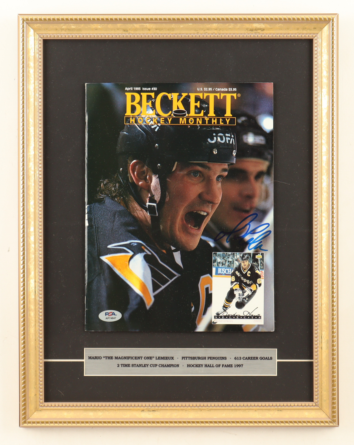 Mario Lemieux Signed 1993 "Beckett: Hockey Monthly" Custom Framed Magazine Display (PSA) at PristineAuction.com Mario Lemieux Signed 1993 "Beckett: Hockey Monthly" Custom Framed Magazine Display (PSA) at PristineAuction.com