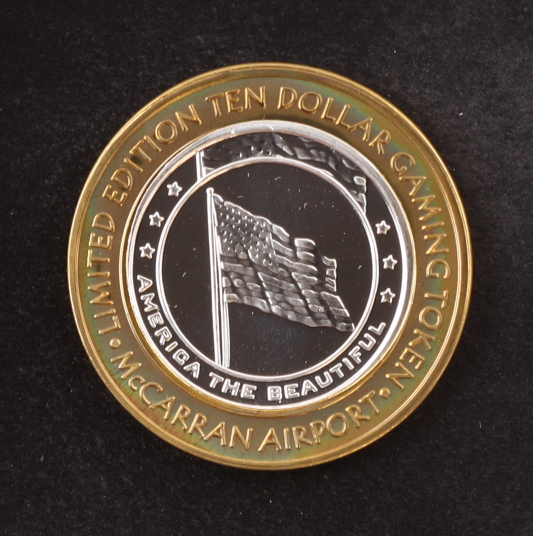 McCarran Airport Las Vegas Casino .999 Fine Silver $10 Gaming Token at PristineAuction.com McCarran Airport Las Vegas Casino .999 Fine Silver $10 Gaming Token at PristineAuction.com
