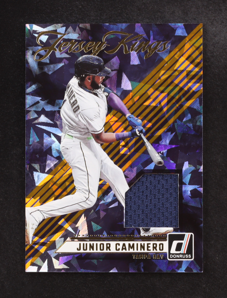 Junior Caminero 2024 Panini Donruss Jersey Kings Purple Ice Memorabilia #JK-JC RC at PristineAuction.com Junior Caminero 2024 Panini Donruss Jersey Kings Purple Ice Memorabilia #JK-JC RC at PristineAuction.com