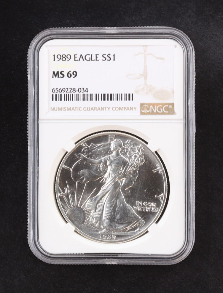 1989 American Silver $1 Dollar Eagle (NGC MS69) at PristineAuction.com 1989 American Silver $1 Dollar Eagle (NGC MS69) at PristineAuction.com