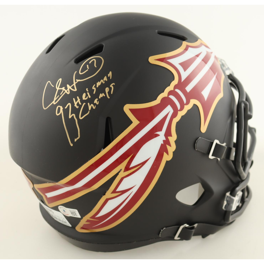 Charlie Ward Signed Florida State Seminoles Full-Size Matte Black Speed Helmet Inscribed "93 Heisman" (Beckett) at PristineAuction.com