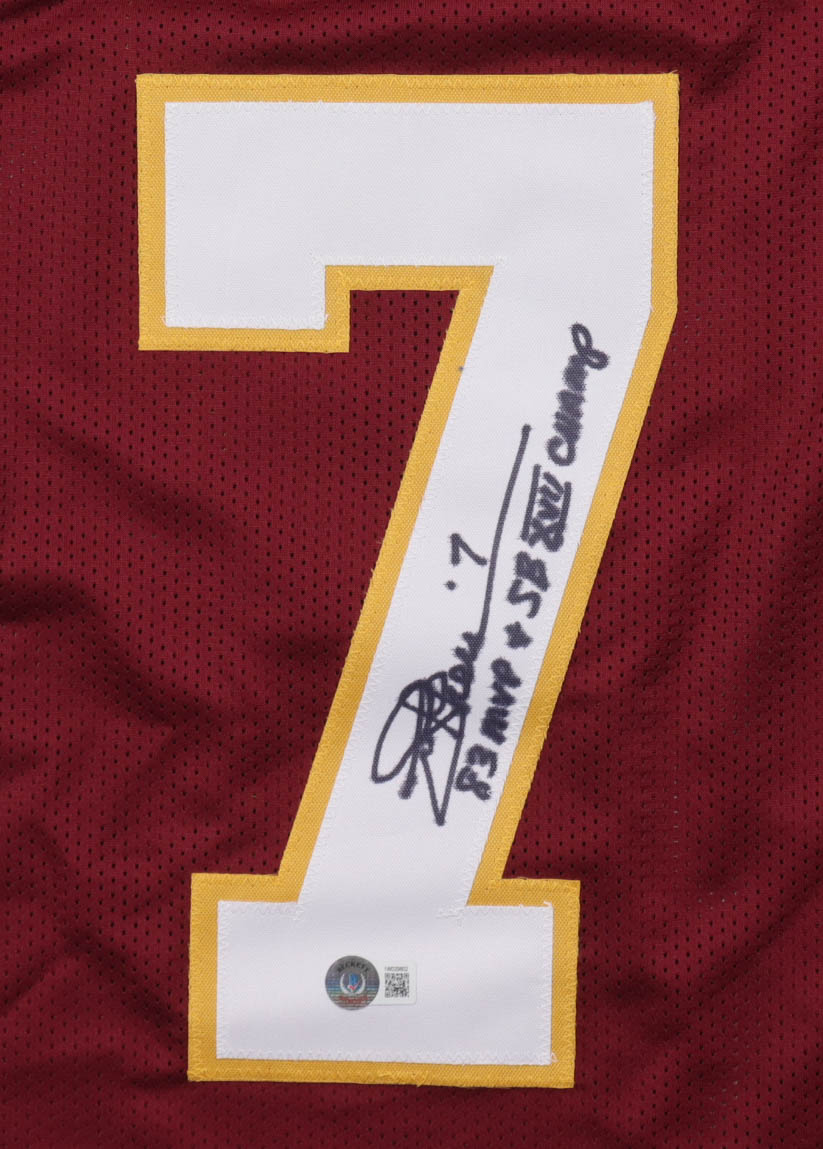 Joe Theismann Signed Jersey Inscribed "83 MVP" & "SB XVII Champ" (Beckett) at PristineAuction.com Joe Theismann Signed Jersey Inscribed "83 MVP" & "SB XVII Champ" (Beckett) at PristineAuction.com