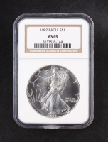 1992 American $1 Dollar Silver Eagle (NGC MS69) at PristineAuction.com