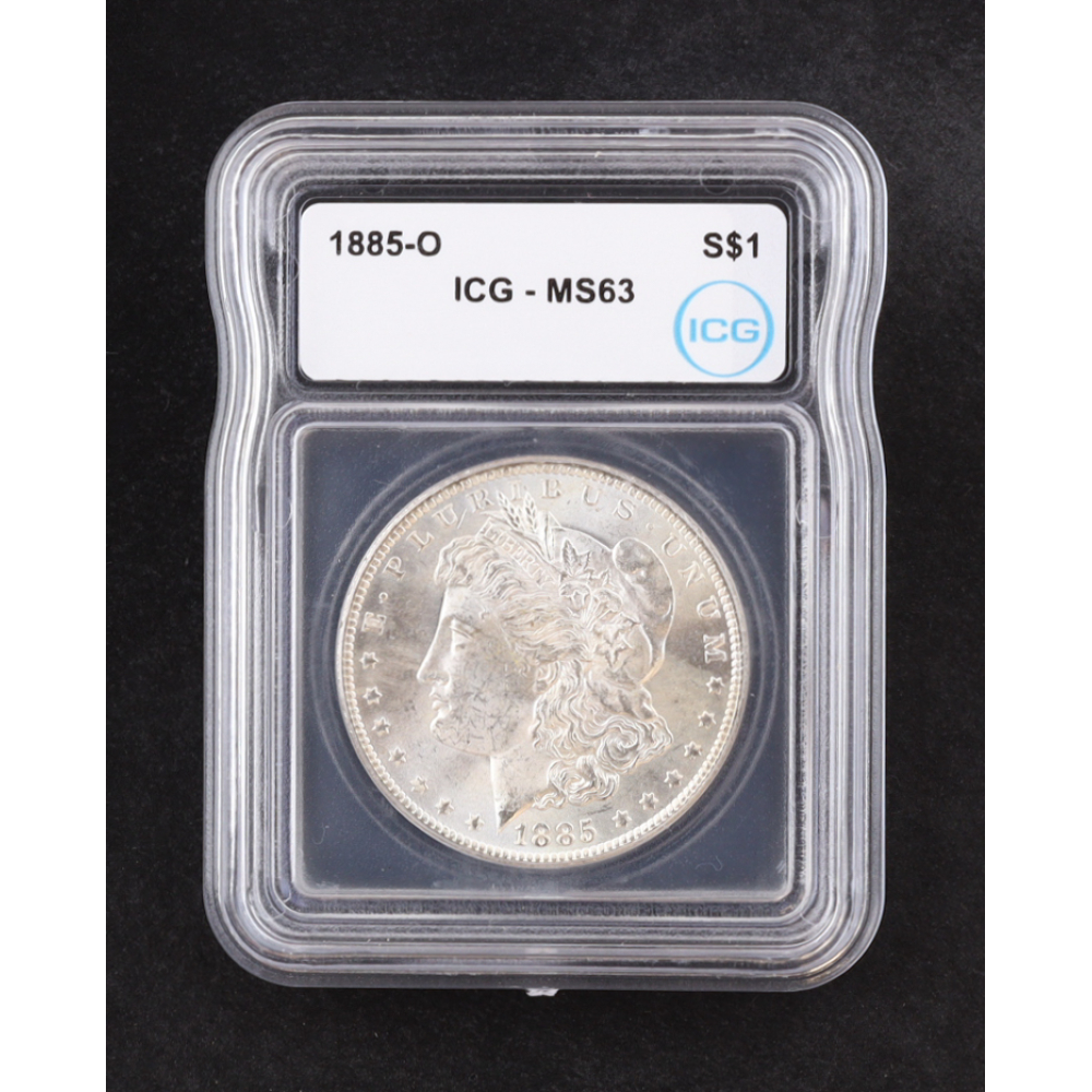 1885-O Morgan Silver $1 Dollar (ICG MS63) at PristineAuction.com