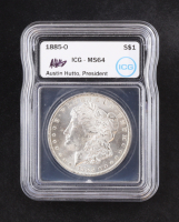 1885-O Morgan Silver $1 Dollar - Austin Hutto Signature Label (ICG MS64) at PristineAuction.com