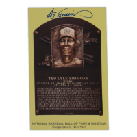 Ted Simmons Signed Hall Of Fame Plaque Postcard (MLB) at PristineAuction.com