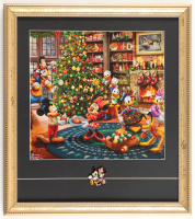 Thomas Kinkade "Mickey & Friends Christmas" Custom Framed Print Display with Mickey & Minnie Mouse Pin at PristineAuction.com