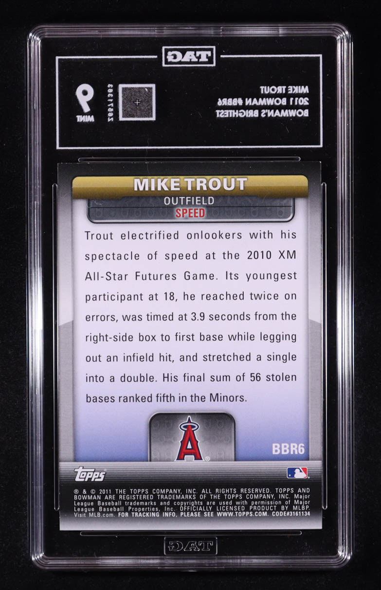 Mike Trout 2011 Bowman's Brightest #BBR6 RC (TAG 9) at PristineAuction.com Mike Trout 2011 Bowman's Brightest #BBR6 RC (TAG 9) at PristineAuction.com