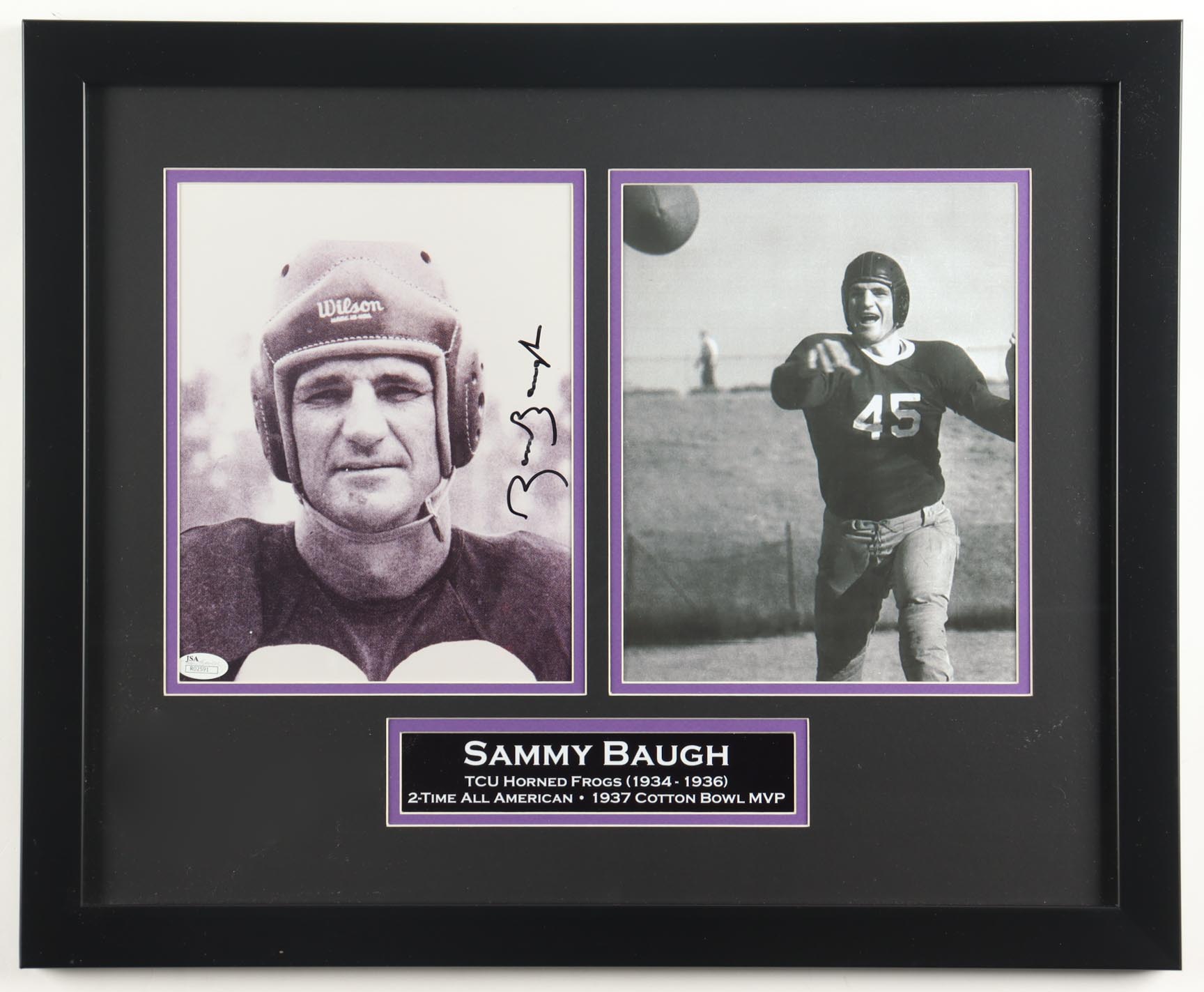 Sammy Baugh Signed TCU Horned Frogs Custom Framed Photo Display (JSA) at PristineAuction.com Sammy Baugh Signed TCU Horned Frogs Custom Framed Photo Display (JSA) at PristineAuction.com