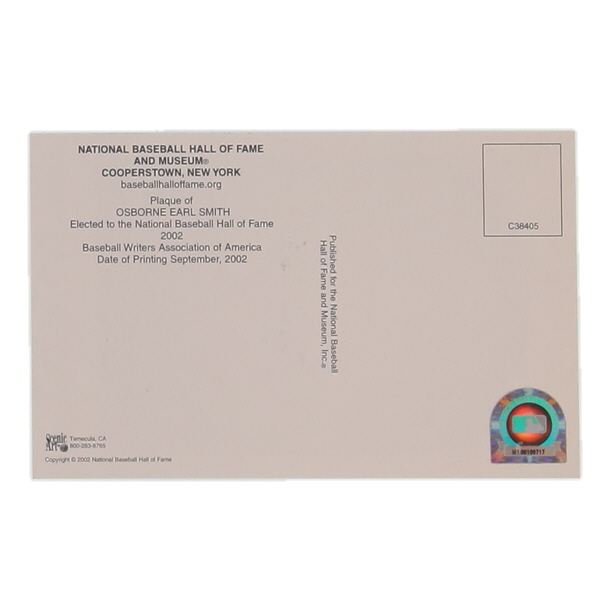 Ozzie Smith Signed Hall Of Fame Plaque Postcard (MLB) at PristineAuction.com Ozzie Smith Signed Hall Of Fame Plaque Postcard (MLB) at PristineAuction.com