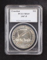 1987-P U.S. Constitution 200th Anniversary Silver $1 Dollar (PCGS MS69) at PristineAuction.com