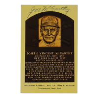 Joe McCarthy Signed Hall Of Fame Plaque Postcard (PSA) at PristineAuction.com