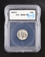 1945-S Mercury Silver Dime, Full Bands (ICG MS66 FB) at PristineAuction.com