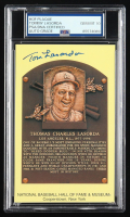 Tommy Lasorda Signed Cut on Hall of Fame Plaque Postcard (PSA | Auto 10) at PristineAuction.com