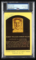 Bob Feller Signed Cut on Hall of Fame Plaque Postcard (PSA) at PristineAuction.com