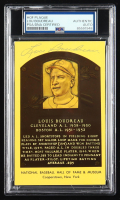 Lou Boudreau Signed Cut on Hall of Fame Plaque Postcard (PSA) at PristineAuction.com