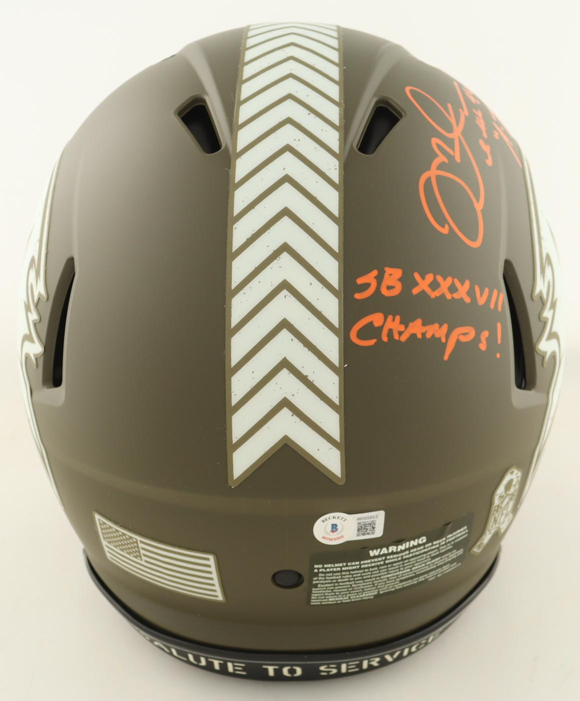 Mike Alstott Signed Buccaneers Full-Size Authentic On-Field Salute to Service Alternate Speed Helmet Inscribed "A-Train" & "SB XXXVII Champs!" (PSA) at PristineAuction.com Mike Alstott Signed Buccaneers Full-Size Authentic On-Field Salute to Service Alternate Speed Helmet Inscribed "A-Train" & "SB XXXVII Champs!" (PSA) at PristineAuction.com