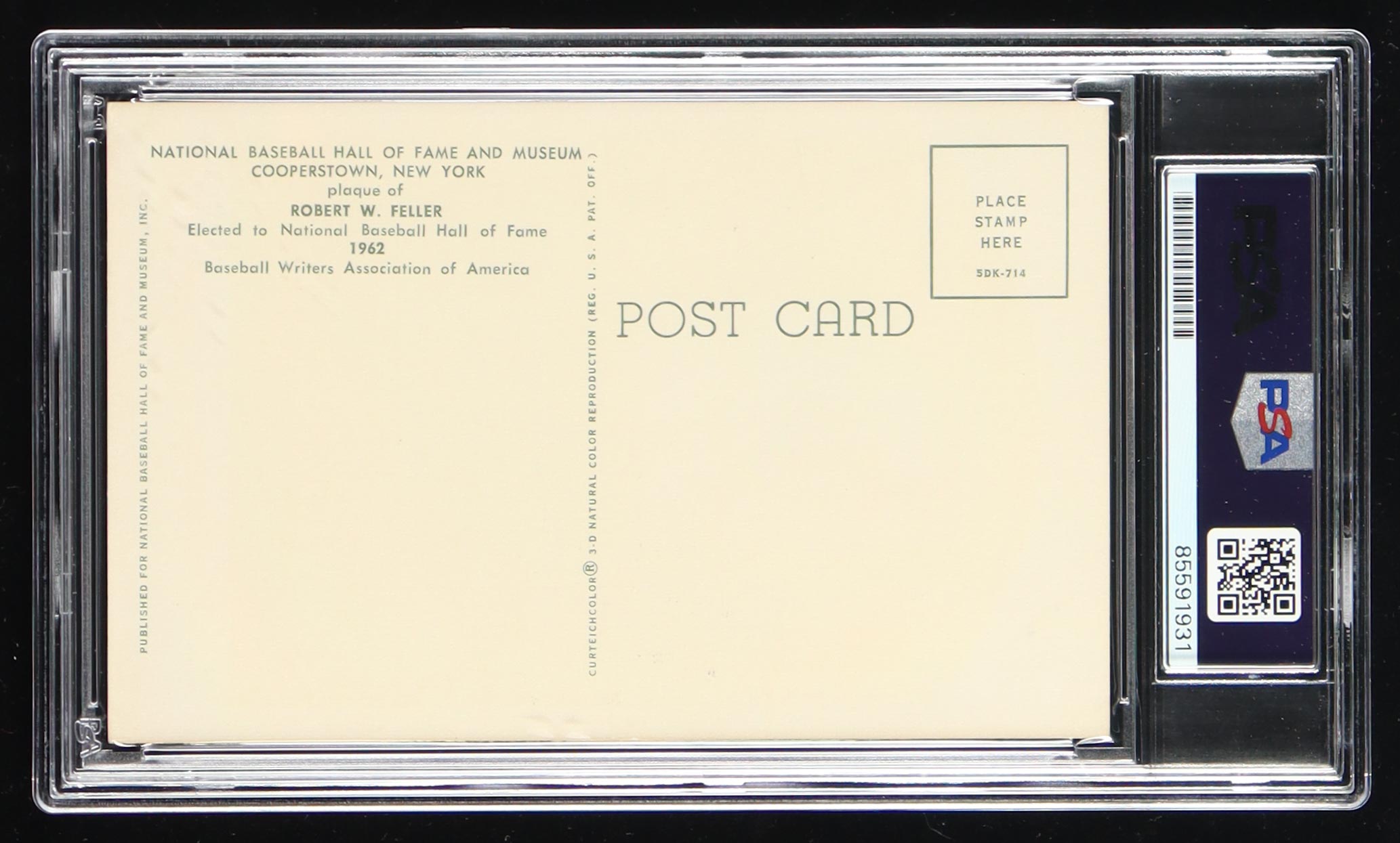 Bob Feller Signed Cut on Hall of Fame Plaque Postcard (PSA) at PristineAuction.com Bob Feller Signed Cut on Hall of Fame Plaque Postcard (PSA) at PristineAuction.com