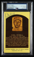 Carl Hubbell Signed Cut on Hall of Fame Plaque Postcard (PSA) at PristineAuction.com