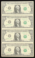 Uncut Sheet of (4) 2017 $1 Federal Reserve Notes at PristineAuction.com