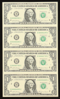 Uncut Sheet of (4) 2017 $1 Federal Reserve Notes at PristineAuction.com