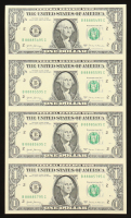 Uncut Sheet of (4) 2017 $1 Federal Reserve Notes at PristineAuction.com