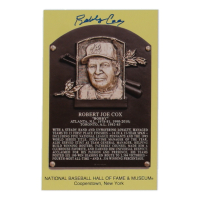 Bobby Cox Signed Hall Of Fame Plaque Postcard (JSA) at PristineAuction.com