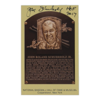 John Schuerholz Signed Hall Of Fame Plaque Postcard Inscribed "HOF 2017" (JSA) at PristineAuction.com