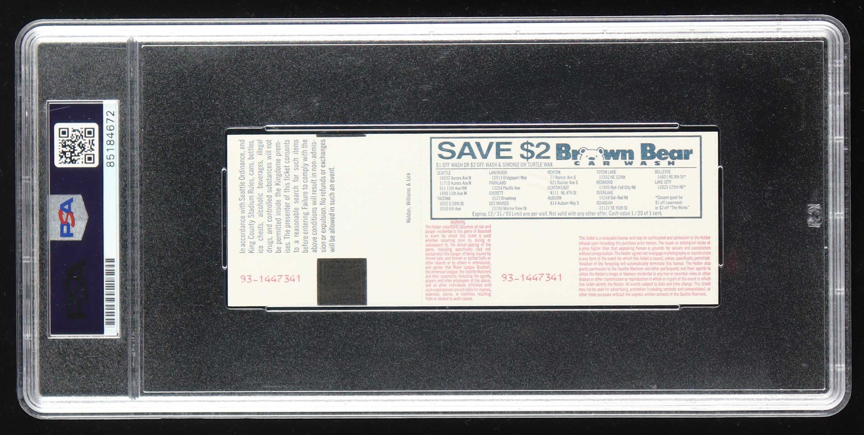 Nolan Ryan Signed 1993 Original Last Game Ticket (PSA Auto 10) at PristineAuction.com Nolan Ryan Signed 1993 Original Last Game Ticket (PSA Auto 10) at PristineAuction.com