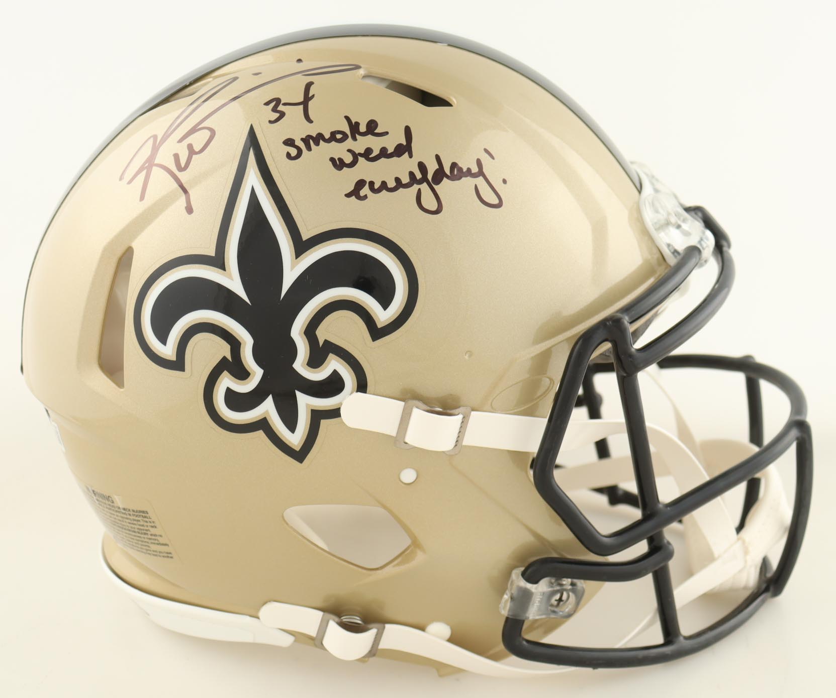 Ricky Williams Signed Saints Full-Size Authentic On-Field Speed Helmet Inscribed "Smoke Weed Everyday!" (Beckett) at PristineAuction.com Ricky Williams Signed Saints Full-Size Authentic On-Field Speed Helmet Inscribed "Smoke Weed Everyday!" (Beckett) at PristineAuction.com