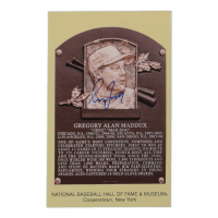 Greg Maddux Signed Hall Of Fame Plaque Postcard (JSA) at PristineAuction.com