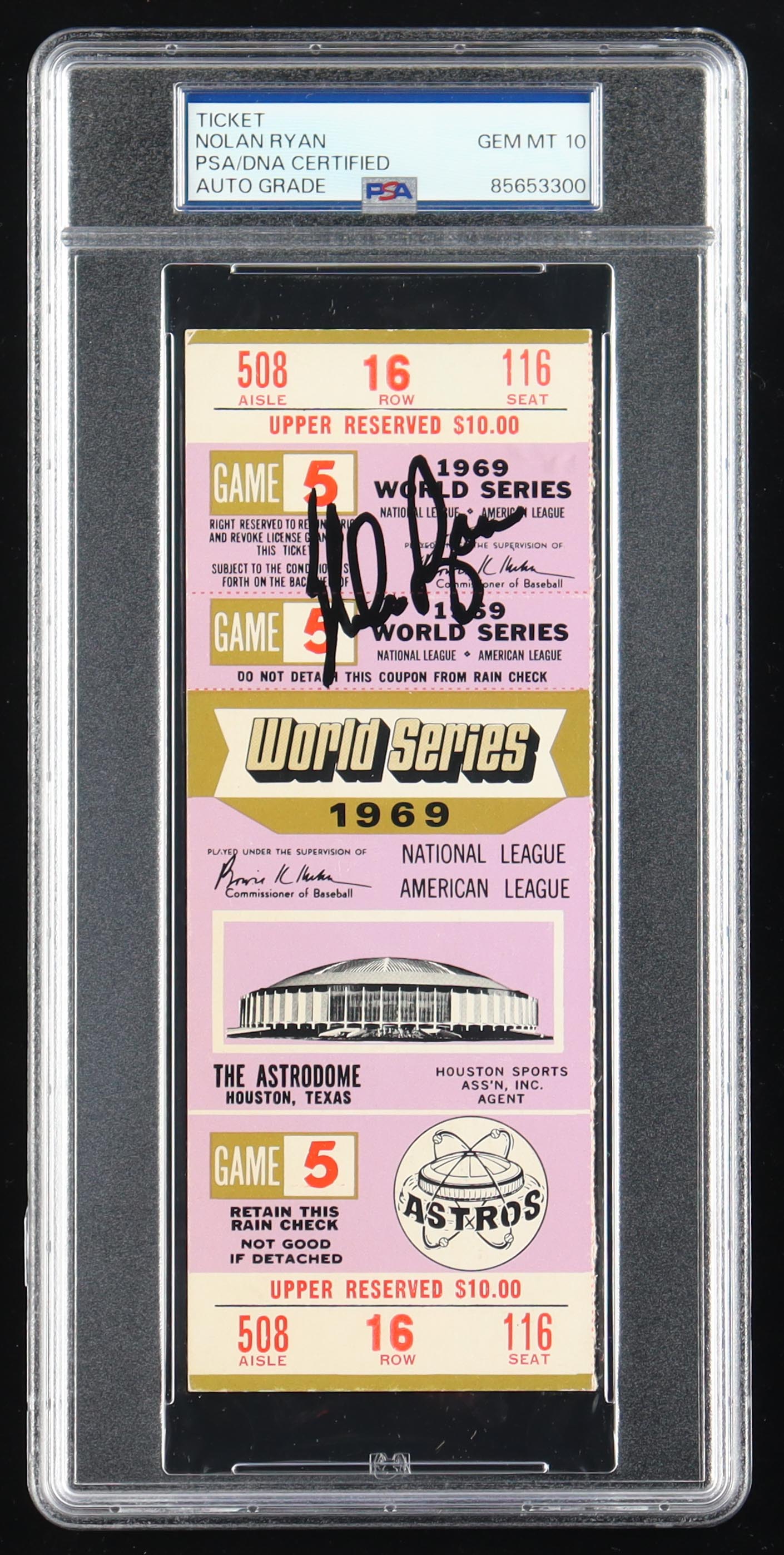 Nolan Ryan Signed 1969 World Series Game Ticket (PSA Auto 10) at PristineAuction.com Nolan Ryan Signed 1969 World Series Game Ticket (PSA Auto 10) at PristineAuction.com