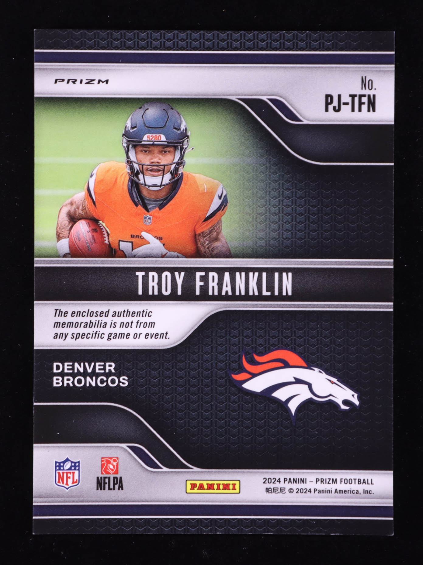 Troy Franklin 2024 Panini Prizm Premier Jerseys Neon Green Pulsar #21 RC at PristineAuction.com Troy Franklin 2024 Panini Prizm Premier Jerseys Neon Green Pulsar #21 RC at PristineAuction.com